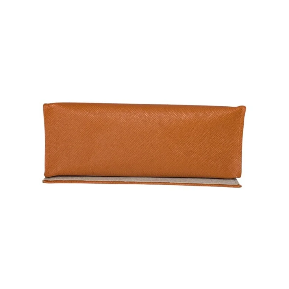 Tory Burch Orange Eyeglasses Sunglasses Case Faux Leather Textured Soft Medium